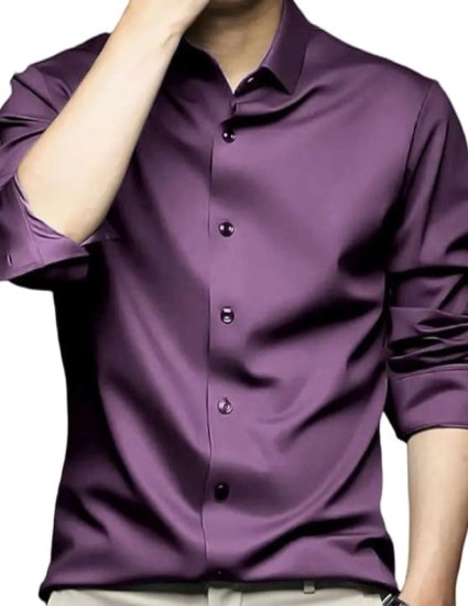Men's Stylish Solid Satin Casual Shirt for Men Full Sleeve